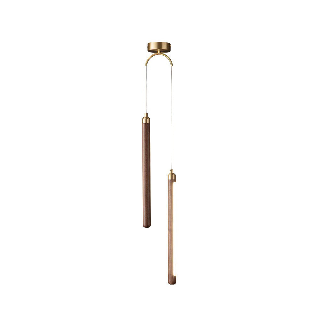 Slim Walnut & Acrylic Cylinder Pendant Light