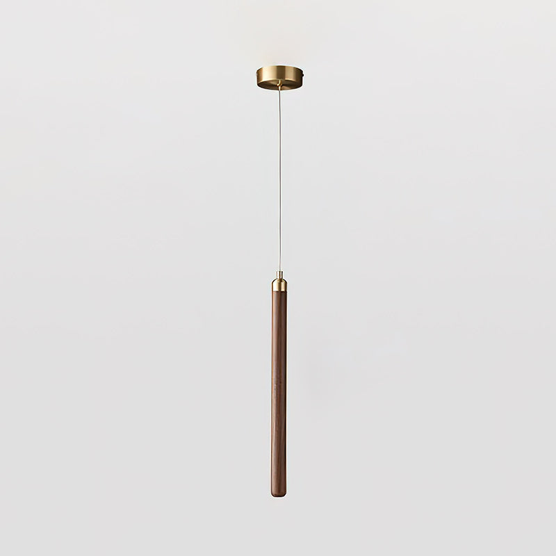Slim Walnut & Acrylic Cylinder Pendant Light