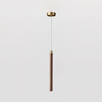 Slim Walnut & Acrylic Cylinder Pendant Light