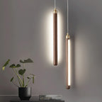 Slim Walnut & Acrylic Cylinder Pendant Light