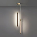 Slim Walnut & Acrylic Cylinder Pendant Light