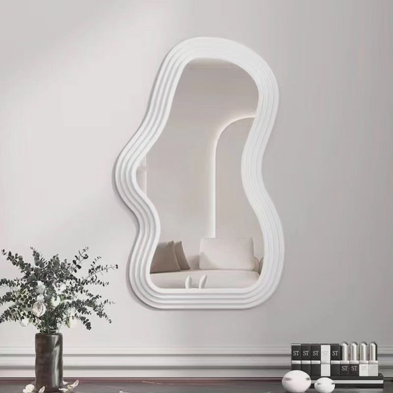 Wall Mirror Elongated Design Glass Mirror with Durable Frame Wall Mounted