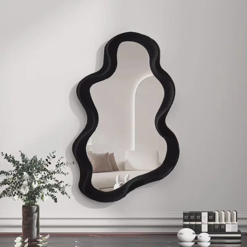 Wall Mirror Elongated Design Glass Mirror with Durable Frame Wall Mounted
