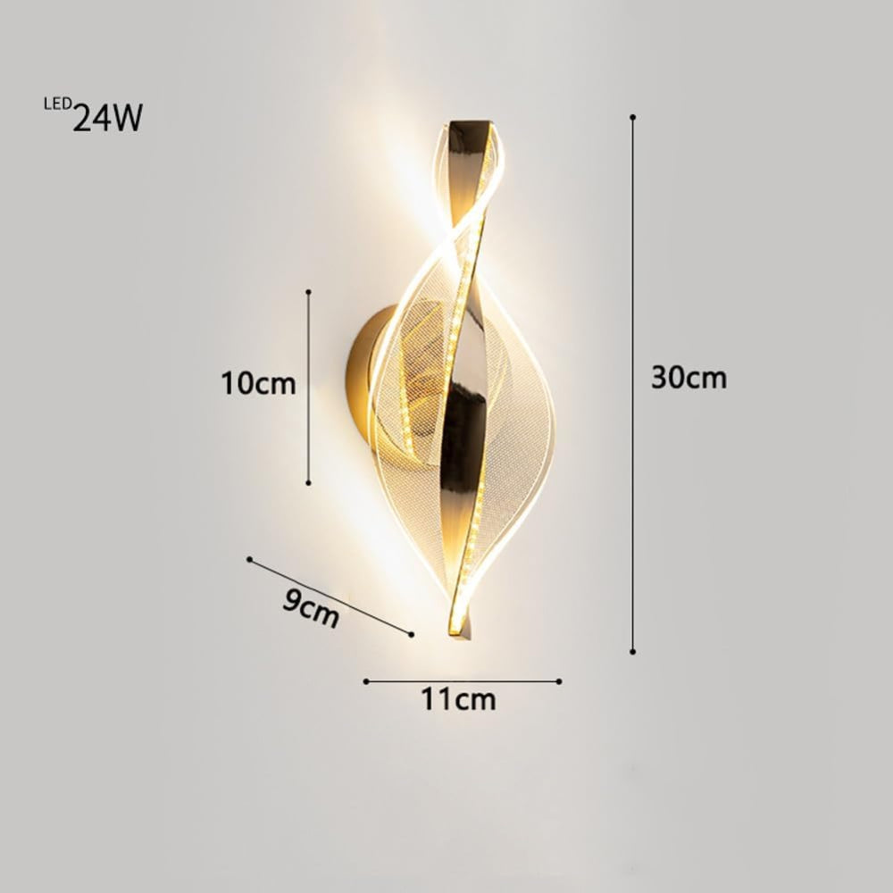 Elysian: LED Wall Light Made of Acrylic with Golden Cloud Design & Warm White Light – for Living Room & Hallway