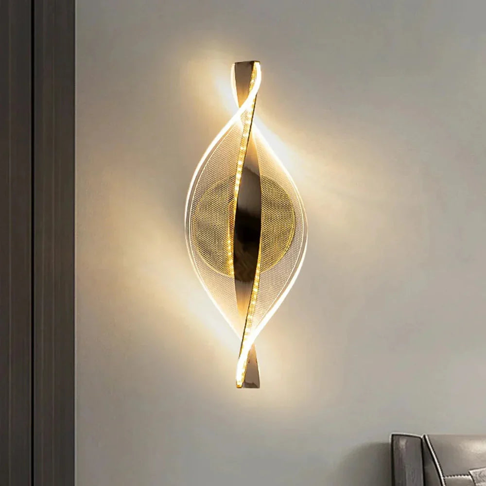 Elysian: LED Wall Light Made of Acrylic with Golden Cloud Design & Warm White Light – for Living Room & Hallway