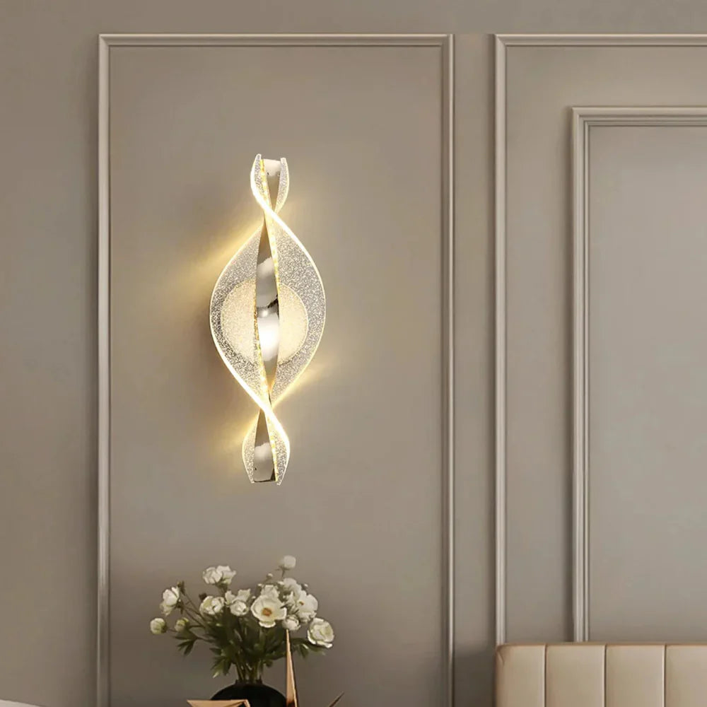 Elysian: LED Wall Light Made of Acrylic with Golden Cloud Design & Warm White Light – for Living Room & Hallway