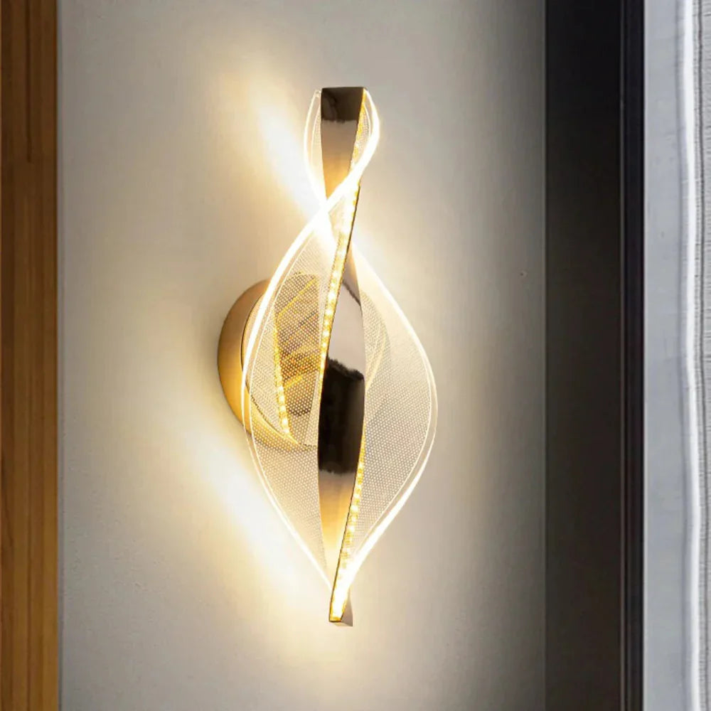Elysian: LED Wall Light Made of Acrylic with Golden Cloud Design & Warm White Light – for Living Room & Hallway