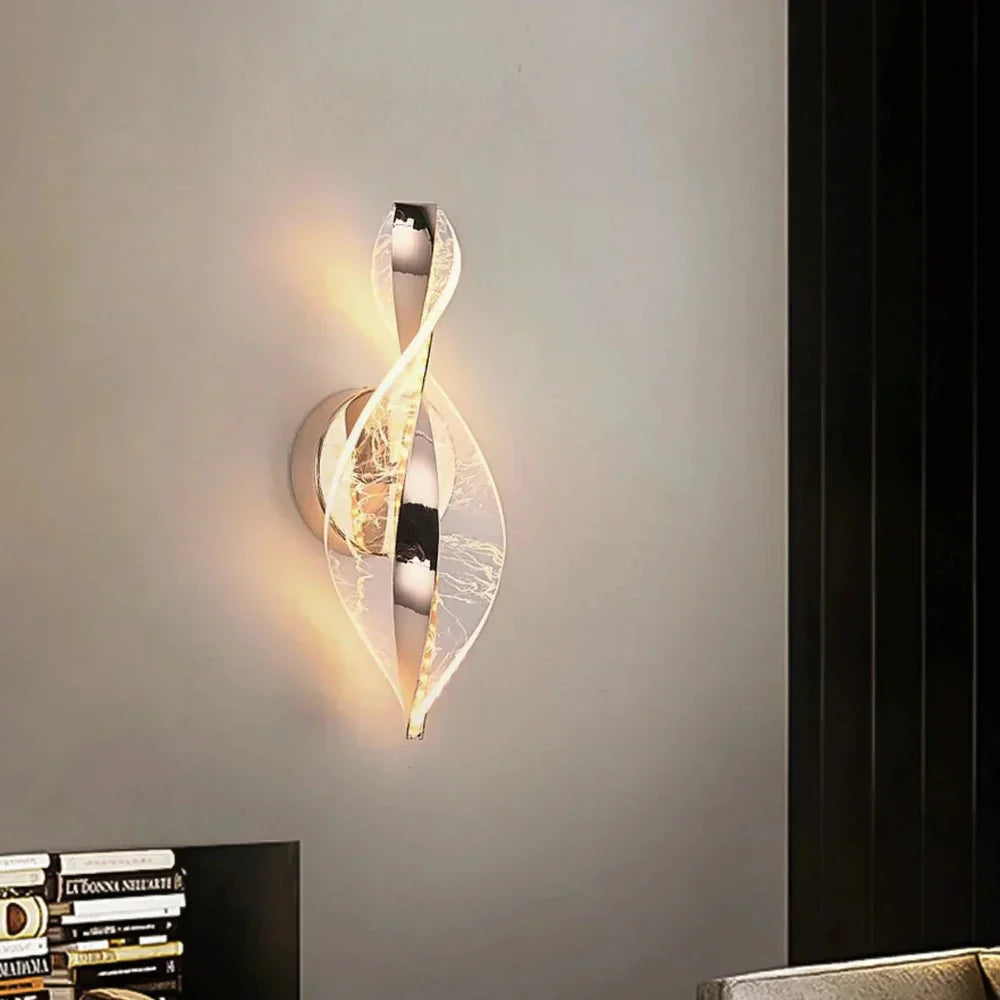 Elysian: LED Wall Light Made of Acrylic with Golden Cloud Design & Warm White Light – for Living Room & Hallway