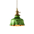 Electroplated Green Glass Pendant Light — Copper