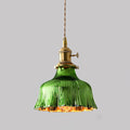 Electroplated Green Glass Pendant Light — Copper