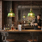 Electroplated Green Glass Pendant Light — Copper