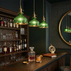 Electroplated Green Glass Pendant Light — Copper