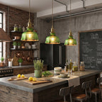 Electroplated Green Glass Pendant Light — Copper