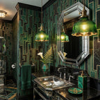 Electroplated Green Glass Pendant Light — Copper