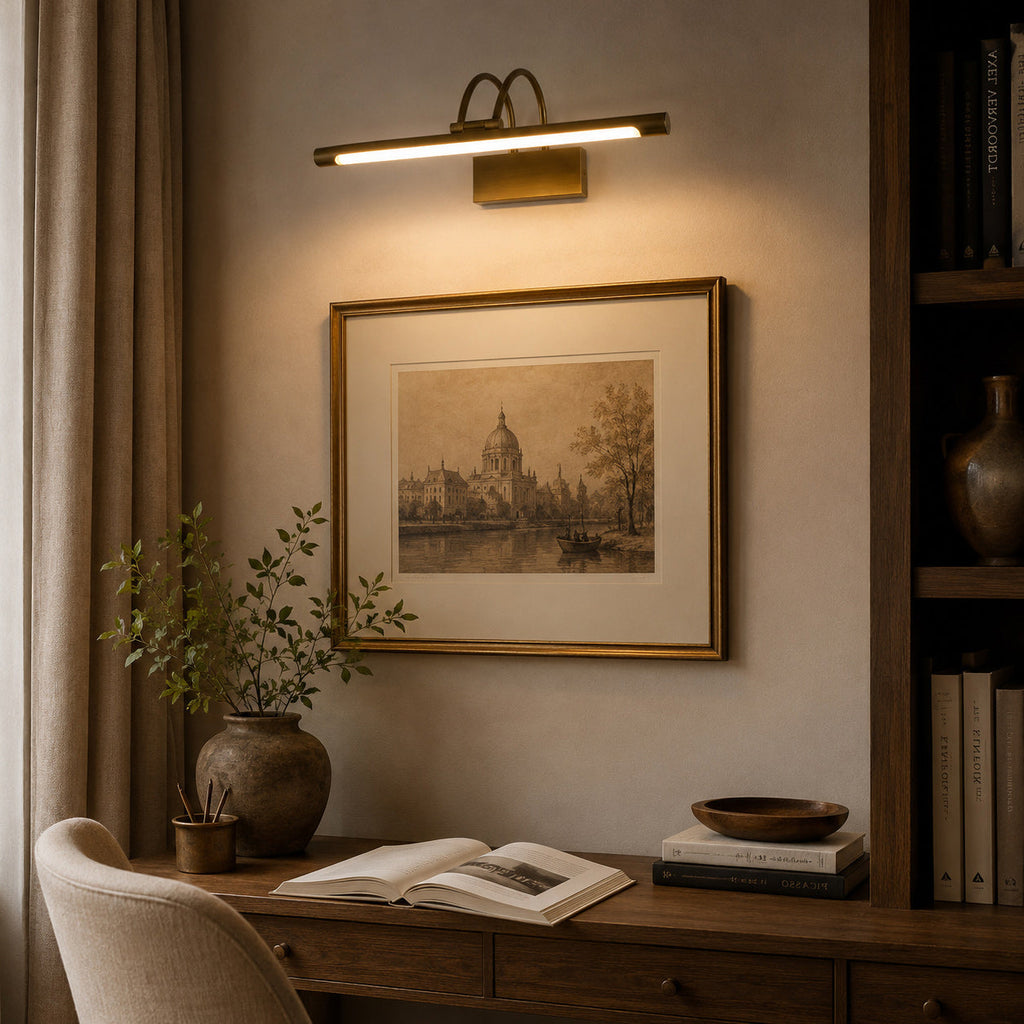 Dual-Arch LED Picture Wall Sconce — Brass