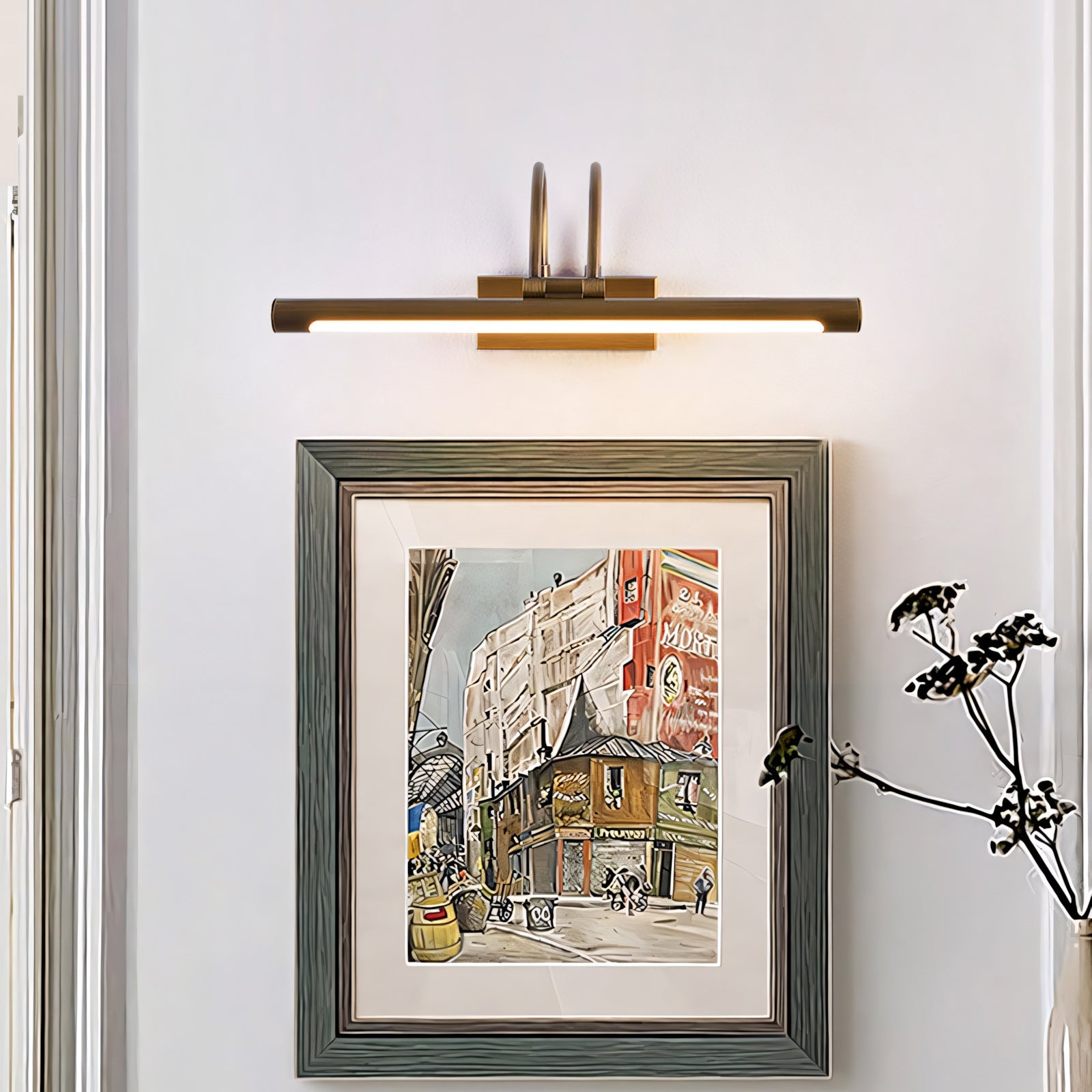 Dual-Arch LED Picture Wall Sconce — Brass