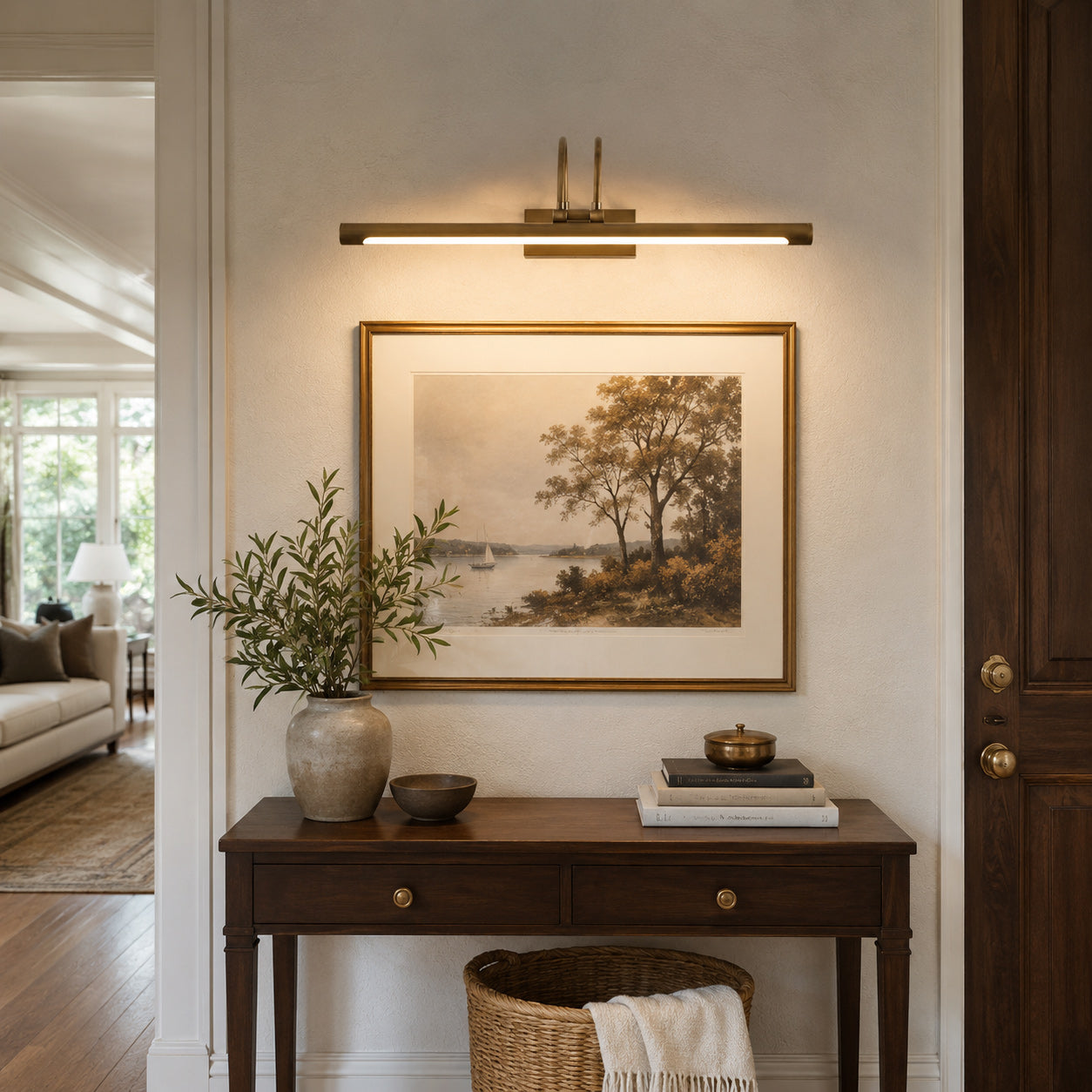 Dual-Arch LED Picture Wall Sconce — Brass