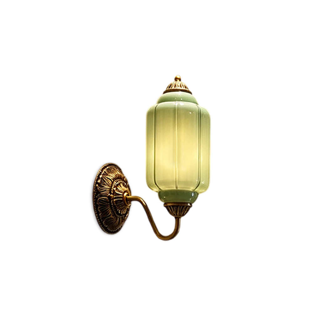 Fluted Melon-Glass Gooseneck Wall Sconce