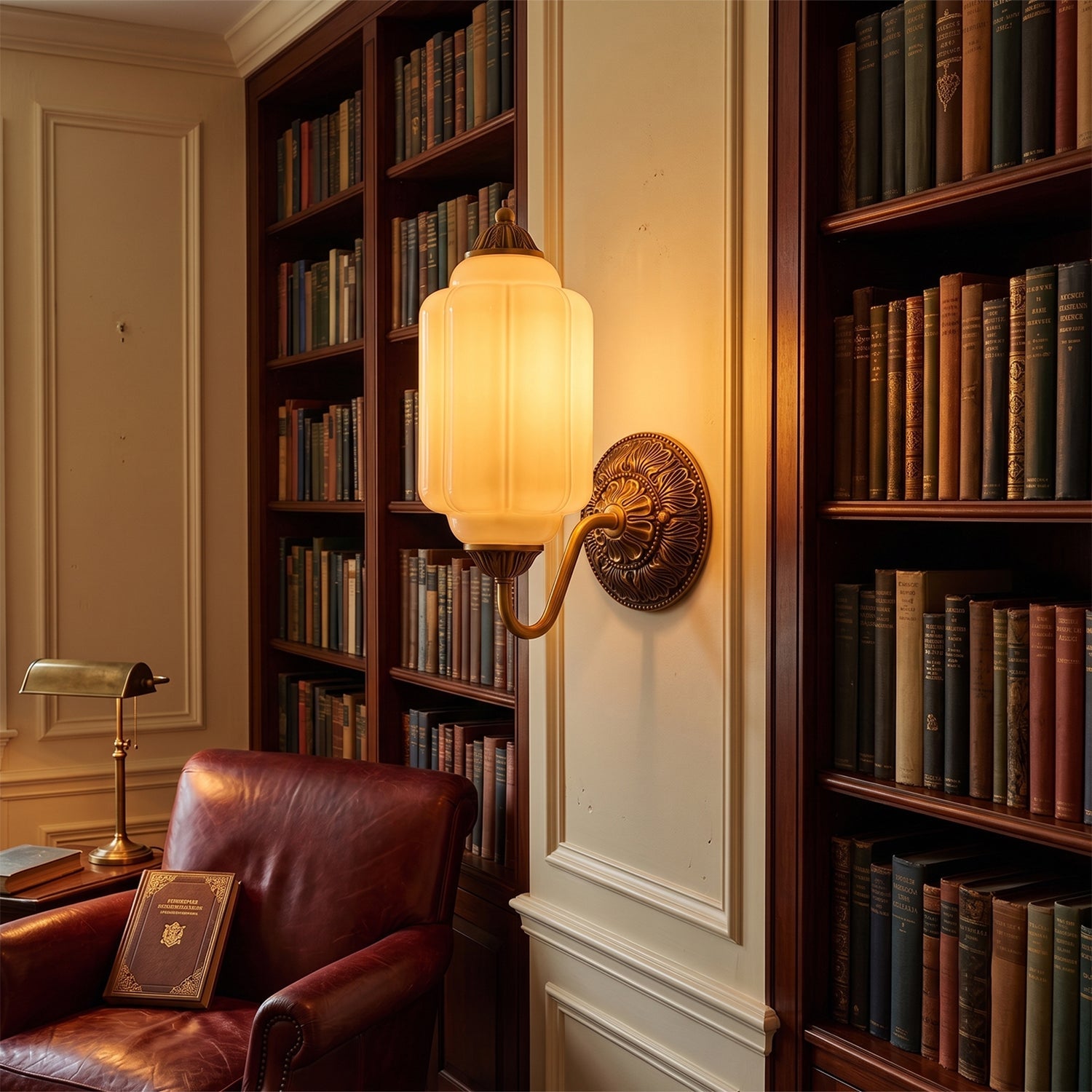 Fluted Melon-Glass Gooseneck Wall Sconce