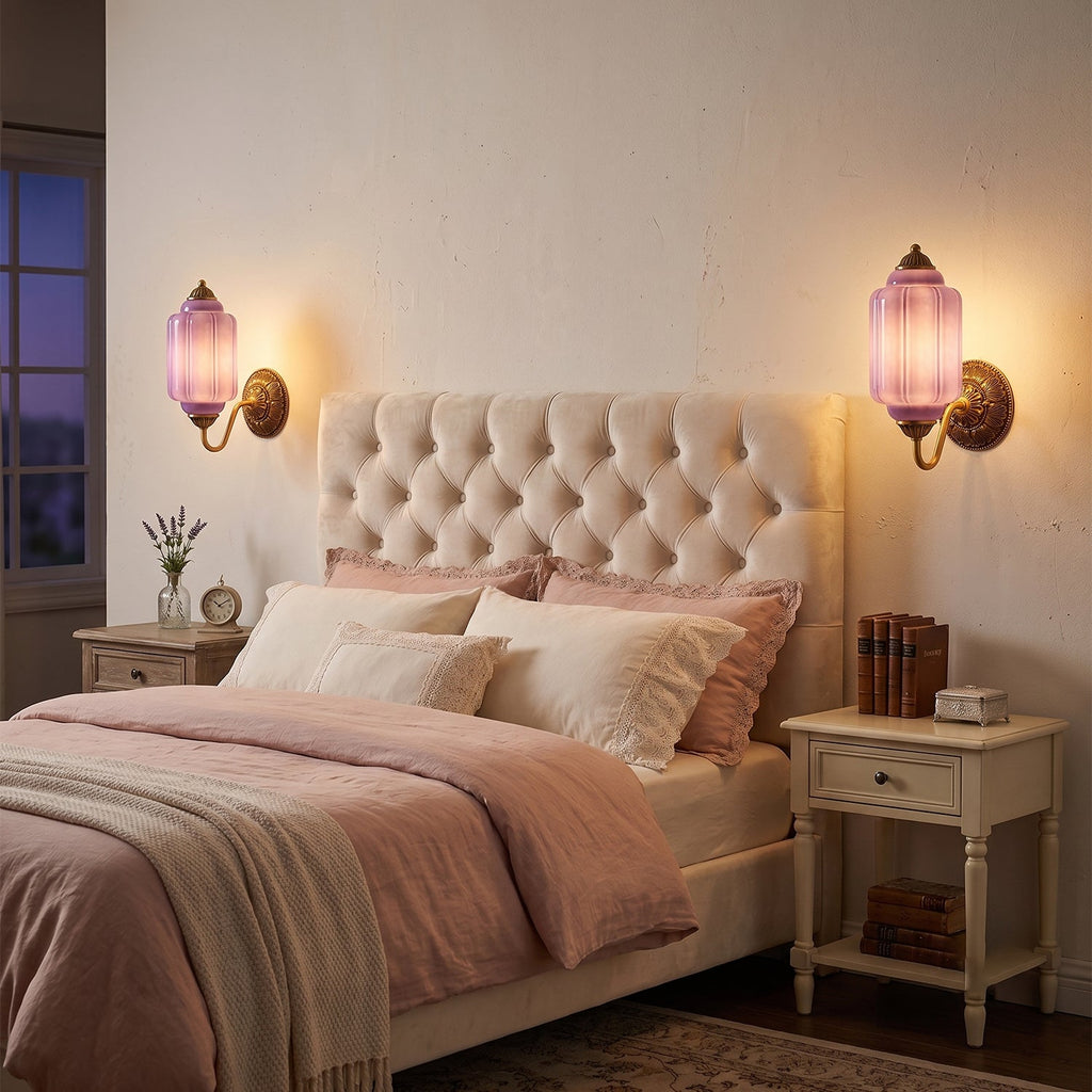 Fluted Melon-Glass Gooseneck Wall Sconce