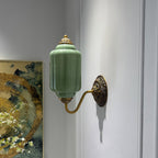 Fluted Melon-Glass Gooseneck Wall Sconce