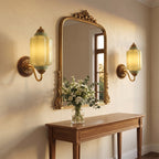 Fluted Melon-Glass Gooseneck Wall Sconce