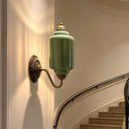 Fluted Melon-Glass Gooseneck Wall Sconce