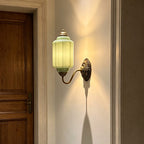 Fluted Melon-Glass Gooseneck Wall Sconce