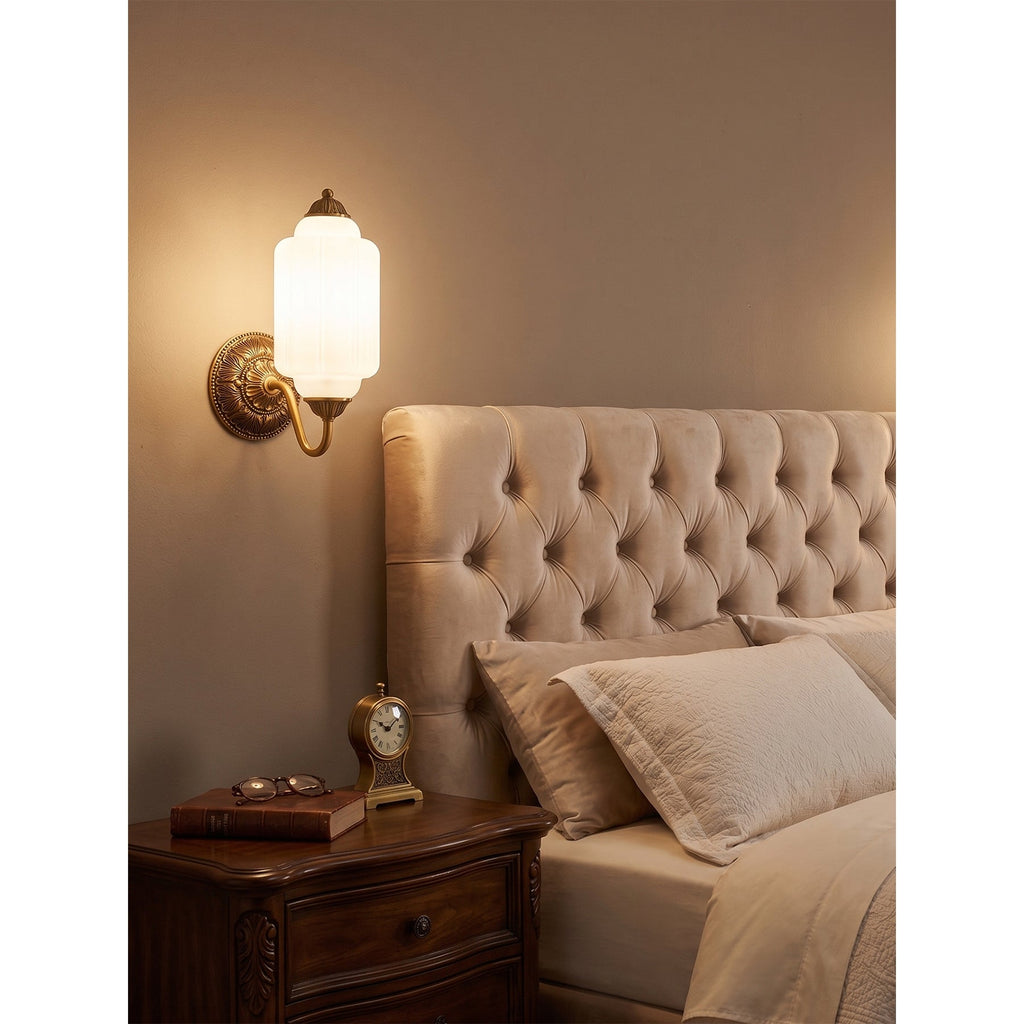Fluted Melon-Glass Gooseneck Wall Sconce