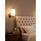 Fluted Melon-Glass Gooseneck Wall Sconce