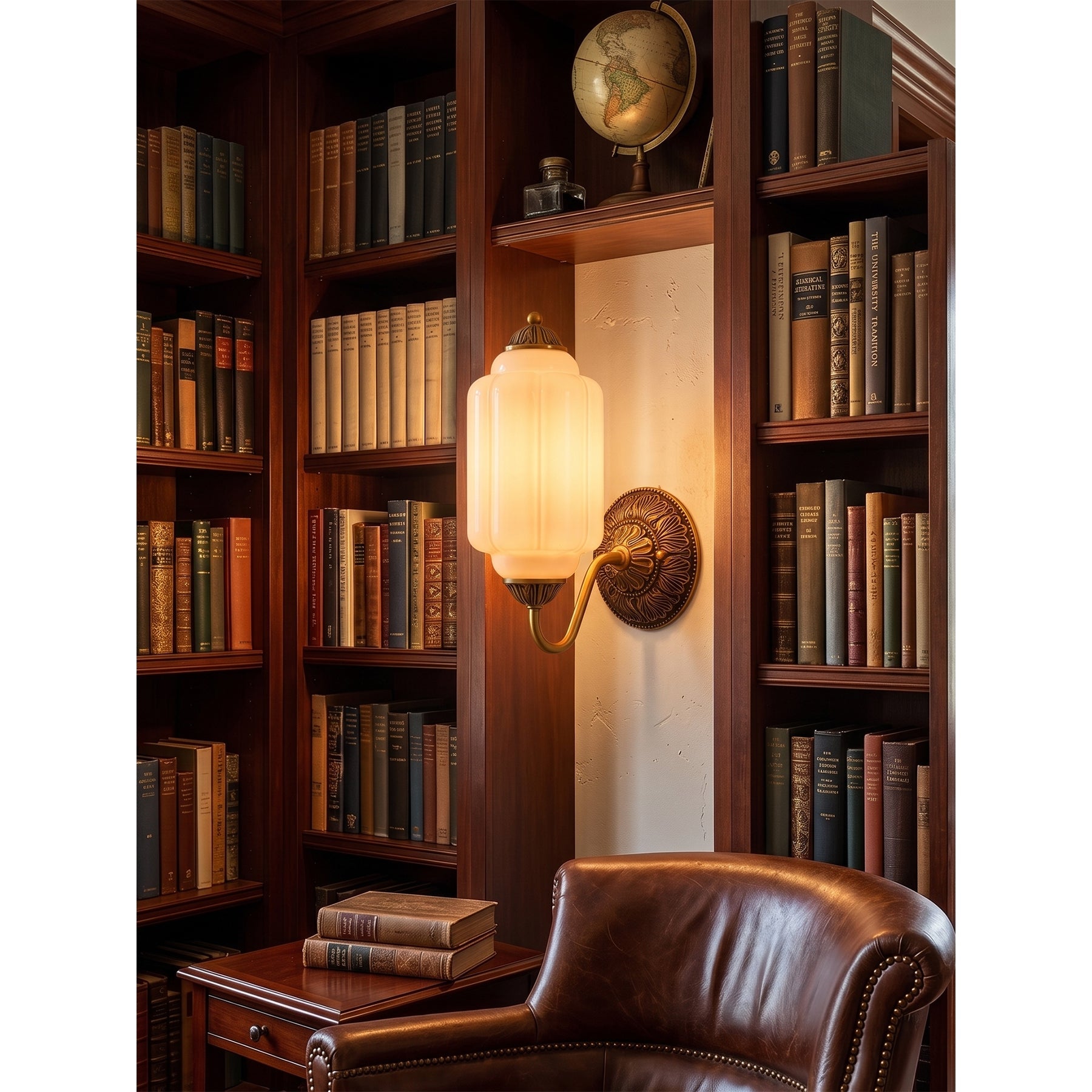 Fluted Melon-Glass Gooseneck Wall Sconce