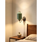 Fluted Melon-Glass Gooseneck Wall Sconce