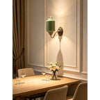 Fluted Melon-Glass Gooseneck Wall Sconce
