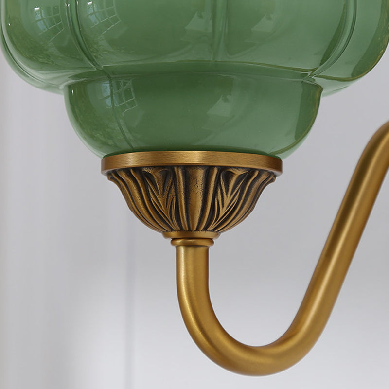 Fluted Melon-Glass Gooseneck Wall Sconce