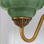 Fluted Melon-Glass Gooseneck Wall Sconce