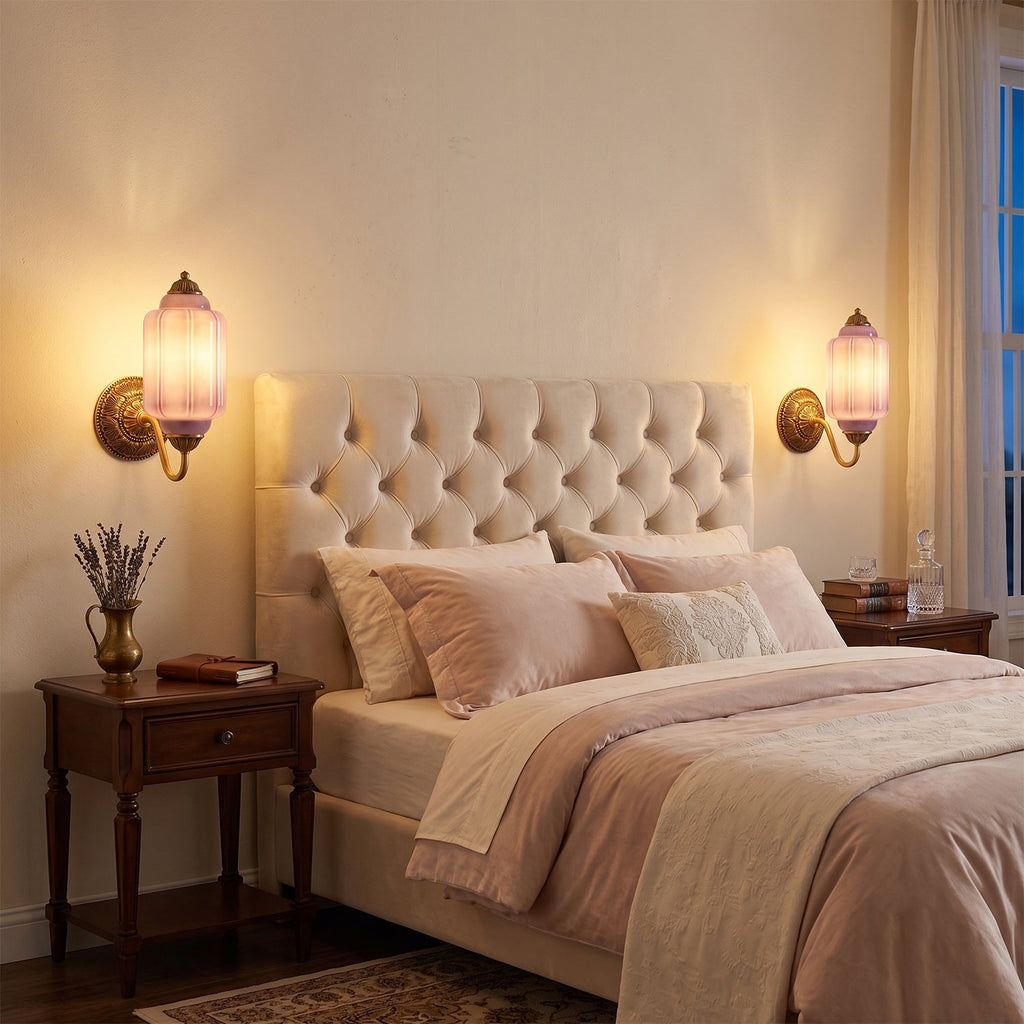 Fluted Melon-Glass Gooseneck Wall Sconce