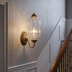 Fluted Melon-Glass Gooseneck Wall Sconce