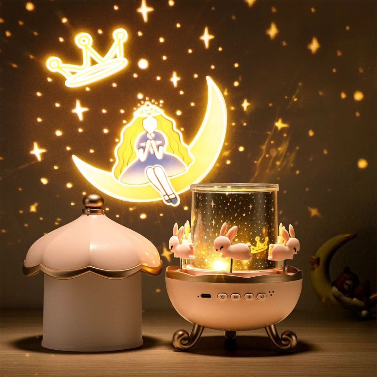 Enchanted Star Projector Night Light with Image Templates, Adjustable Brightness, 360° Rotation, and Built-in Music Function