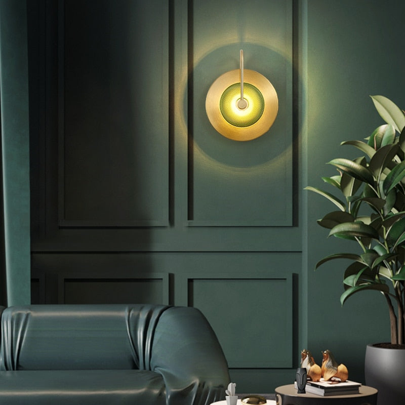 Engraved Glass & Brass Wall Light - Modern Elegance Sconce
