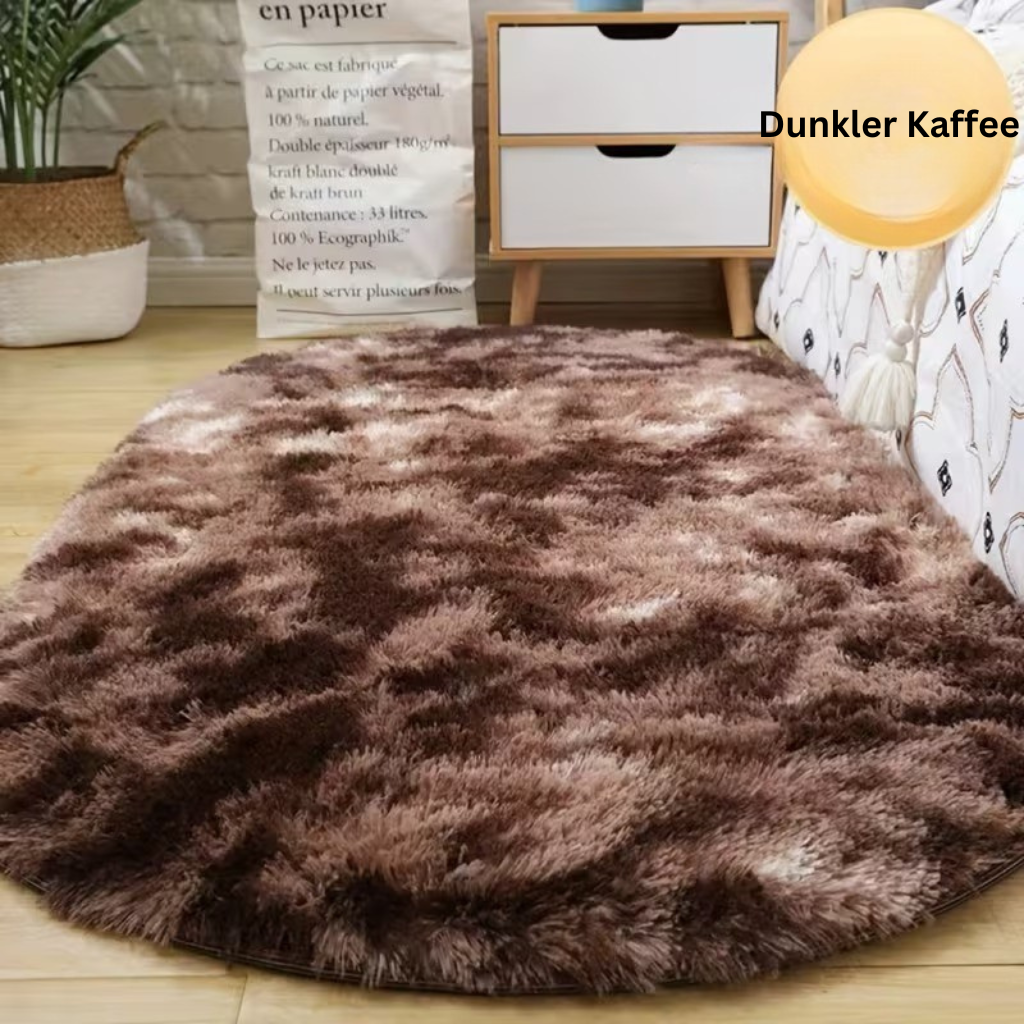 RelaxNest: Oval Colorful Plush Carpet – Durable & Easy to Care for Living Areas