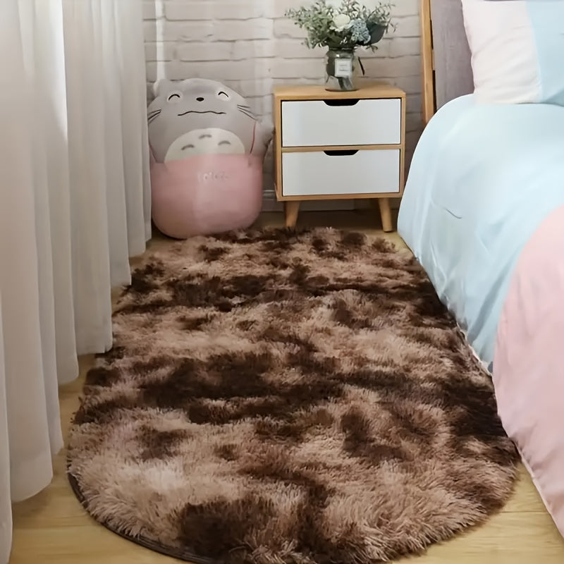 RelaxNest: Oval Colorful Plush Carpet – Durable & Easy to Care for Living Areas