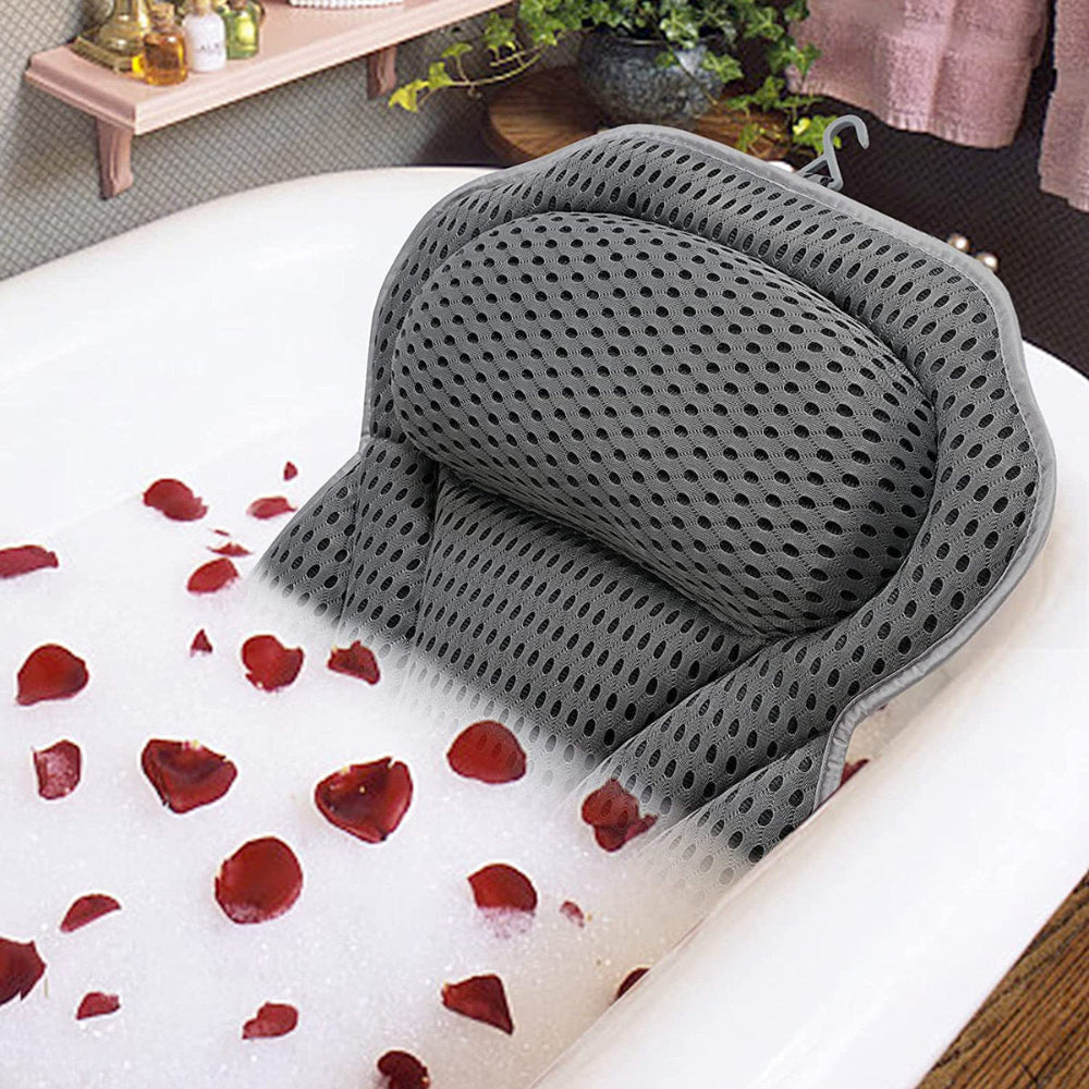 Bath Pillow Cotton Polyester Fiber 6 Suction Cups Tub Cushion