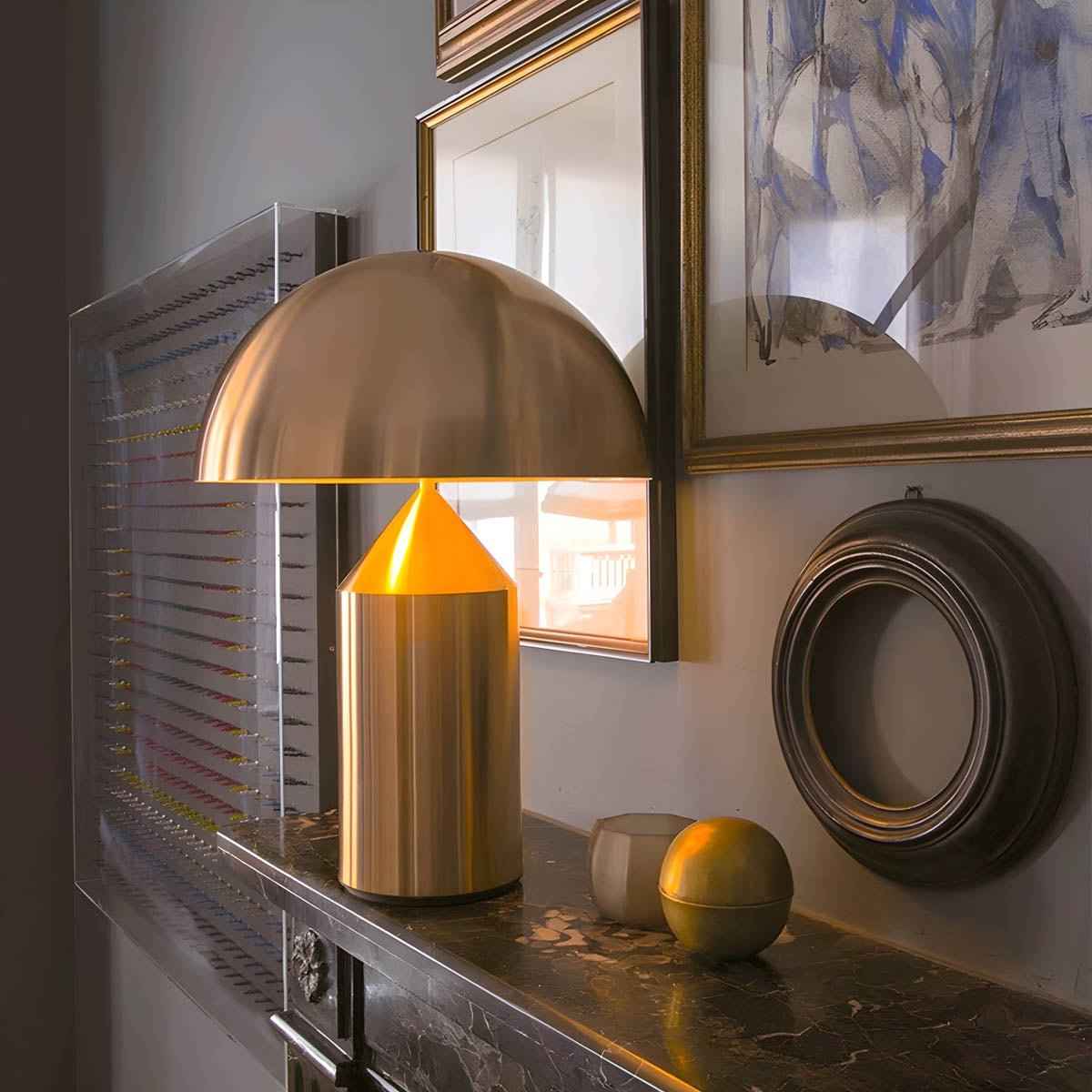 Juno Mushroom Tafellamp | Metaal & Glas, E27 Fitting