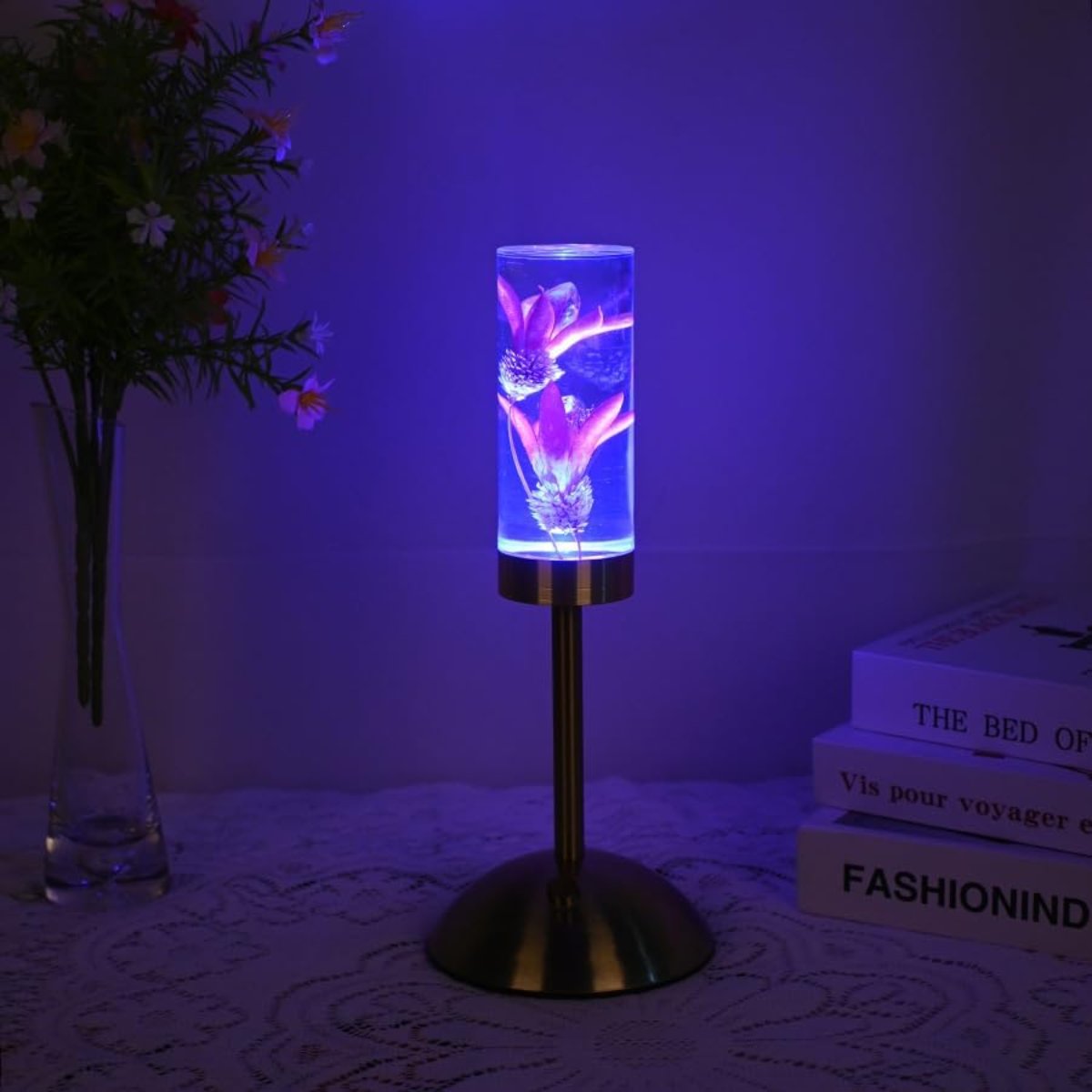 Table Lamp Rechargeable Iron Acrylic Floral Design Dimmable LED