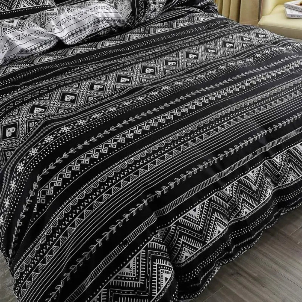 EthnoCharme: Modern Duvet Cover Set – Easy Care, Comfortable & Monochrome with Tribal Look for Guest Room