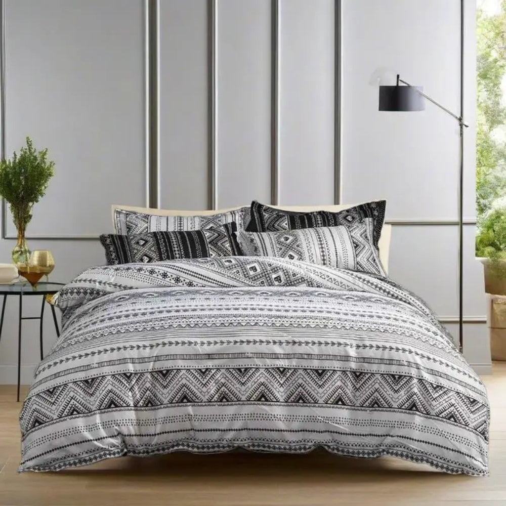 EthnoCharme: Modern Duvet Cover Set – Easy Care, Comfortable & Monochrome with Tribal Look for Guest Room