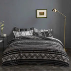 EthnoCharme: Modern Duvet Cover Set – Easy Care, Comfortable & Monochrome with Tribal Look for Guest Room