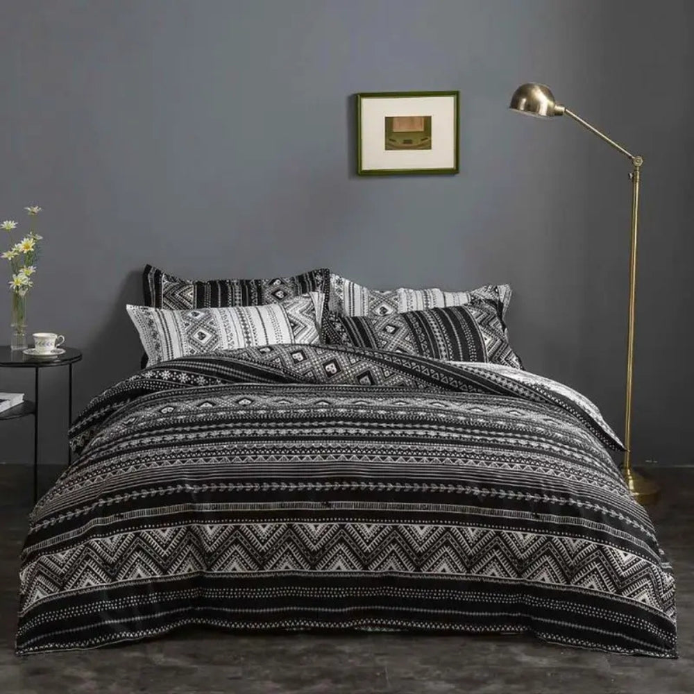 EthnoCharme: Modern Duvet Cover Set – Easy Care, Comfortable & Monochrome with Tribal Look for Guest Room