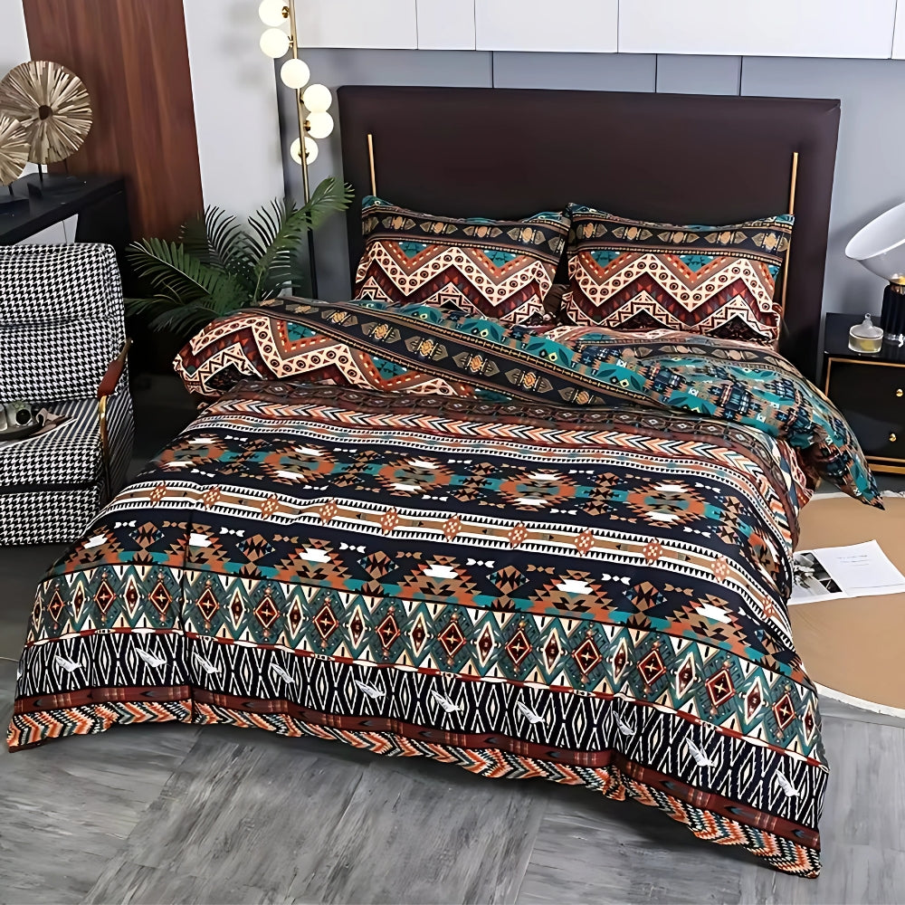EthnoLeben: Luxurious Duvet Cover Set – Soft, Breathable & Durable with Boho Tribal Look for Home