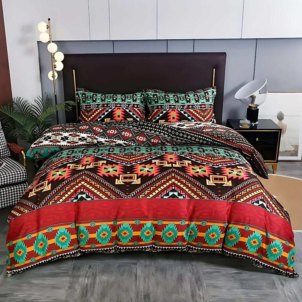 EthnoLeben: Luxurious Duvet Cover Set – Soft, Breathable & Durable with Boho Tribal Look for Home